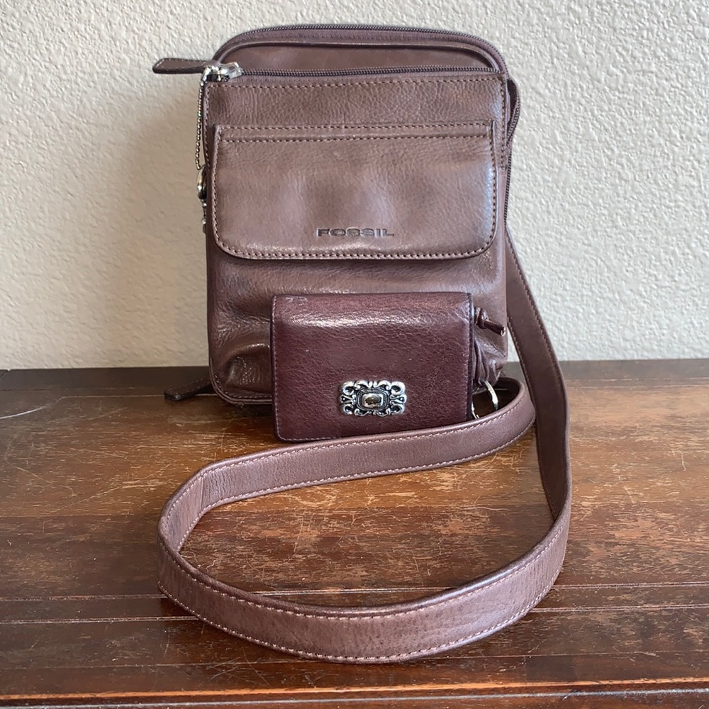 Fossil Dark Brown w/ Silver Accents Purse & Wallet